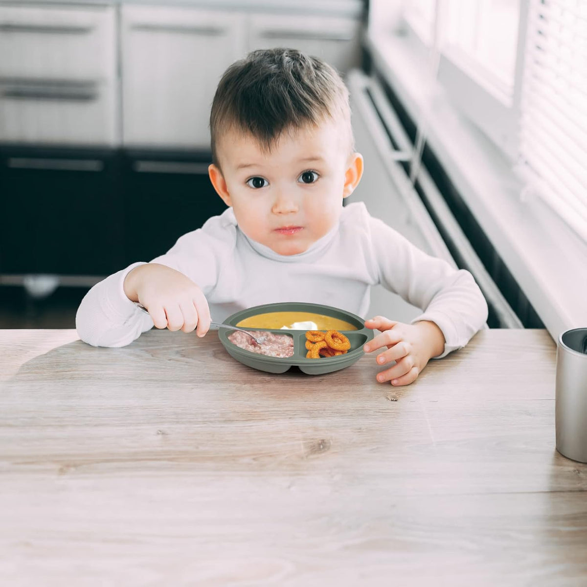 Toddler Plates 3 Pack, Divided Suction Plates for Baby, 100% Food Grade Silicone Baby Plates