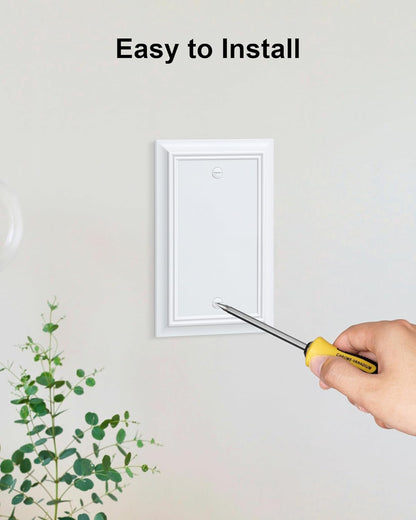 2-Pack Single Blank Wall Plate, Durable Natural Bamboo Fiber Wall Plate Cover,Pure White 1 Gang
