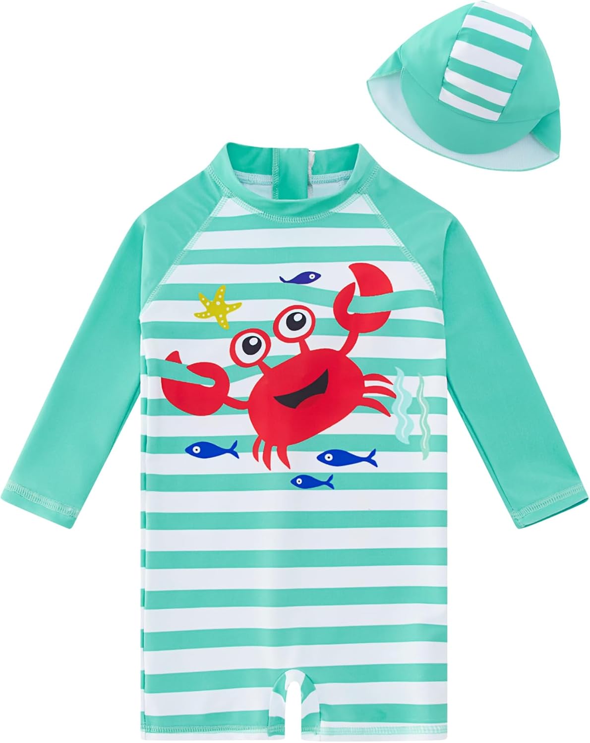 uideazone Baby Boys One Piece Swimsuit Long Sleeve UPF 50+ Rash Guard Bathing Suit Swimwear with