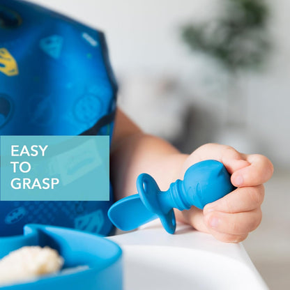Bumkins Baby Utensils Set, Chewtensils Silicone Spoons for Dipping, Self-Feeding, Baby Led Weaning