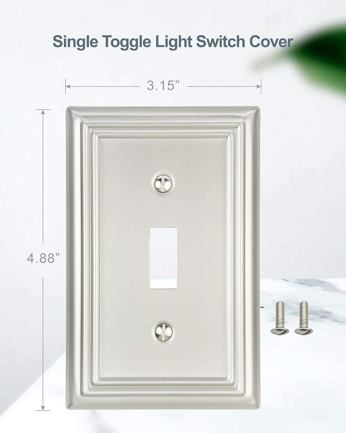 4-Pack Single Toggle Wall Plate, Metal Switch Plate Cover, Satin Nickel Light Switch Cover