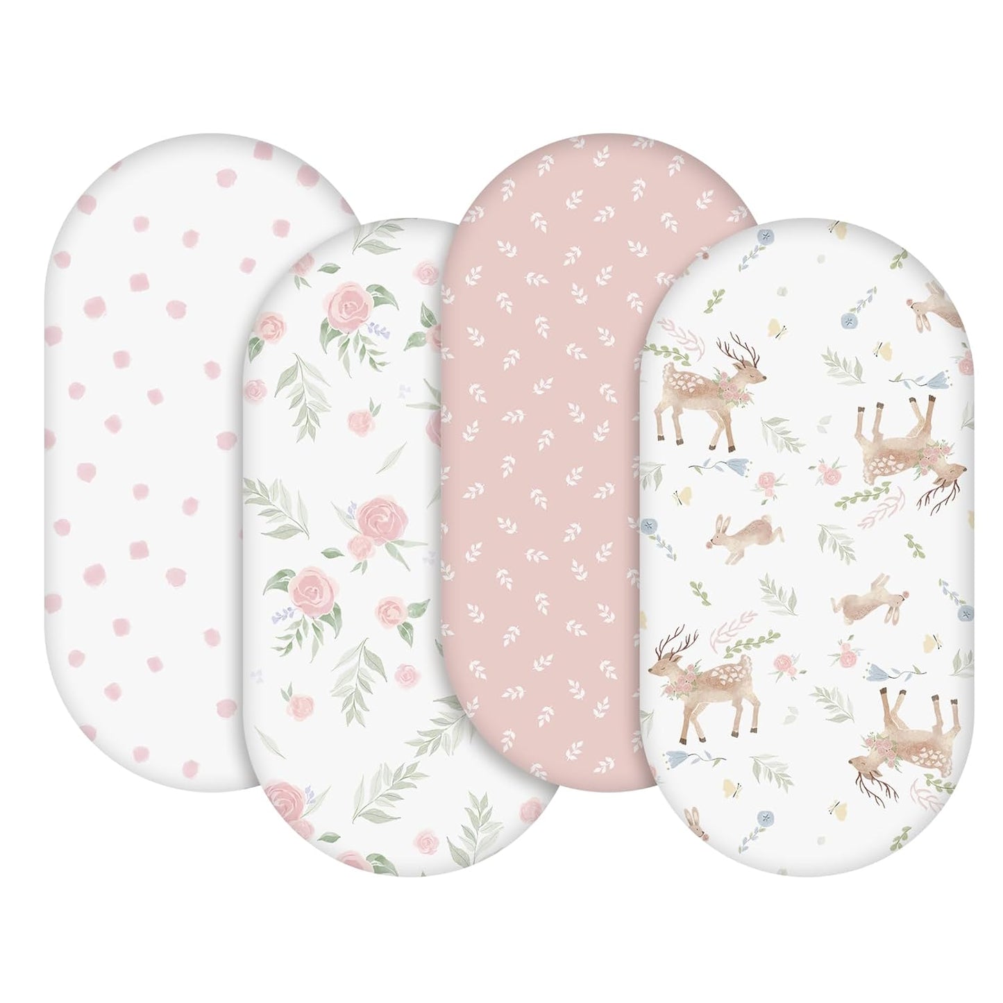 Gllquen Baby Bassinet Sheets 4 Pack, Breathable Cozy Fitted Mattress Sheet, Elastic Travel Crib