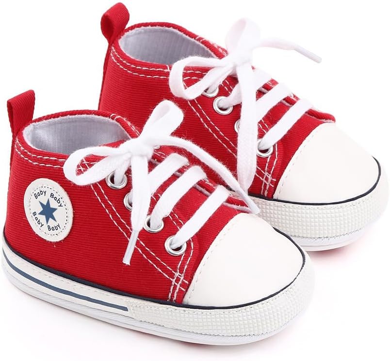 Unisex Baby Girls Boys Canvas High-top Shoes, Newborn Infant Anti-Slip Soft Sole Frist Walking