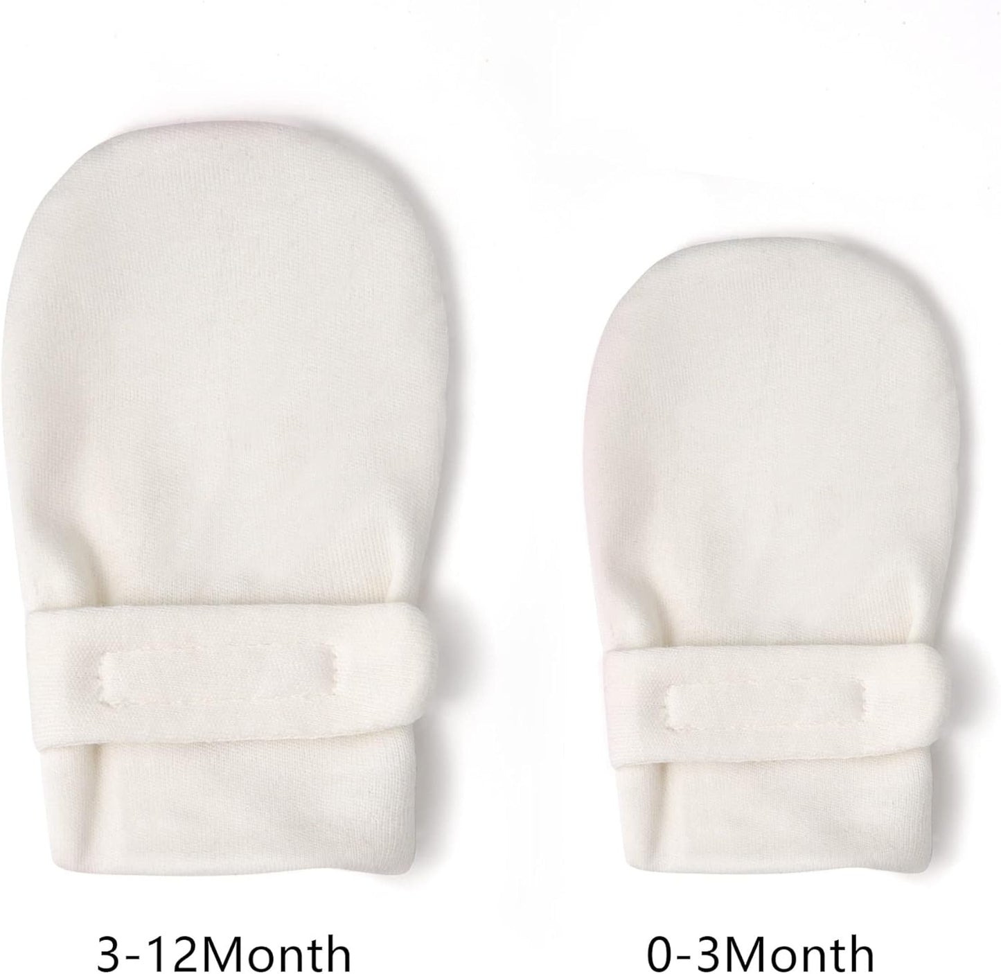Newborn Baby No Scratch Mittens Stay On, 100% Cotton Breathable, Adjustable Infant Gloves for Baby