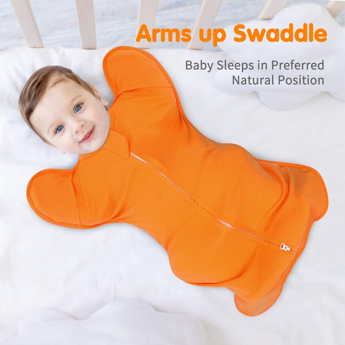 Transition Swaddle 3-6 Months Sleep Sack Baby Arms up Swaddles 2-Way Zipper 100% Cotton Arms in/out