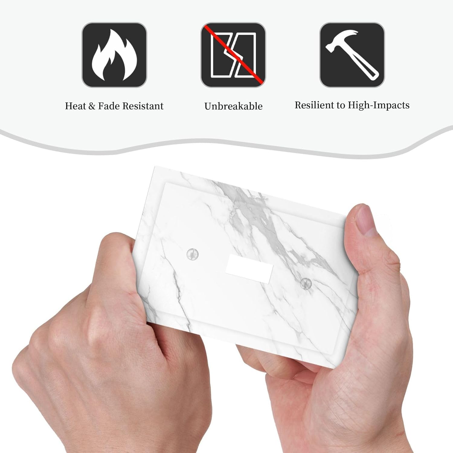 Decorative Light Switch Cover Modern White Gray Marble 1 Gang Single Toggle Device Electrical