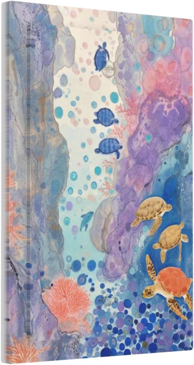 Turtle Coral Fish Watercolor Colorful Underwater World Light Switch Cover Plate 1 Gang No Device