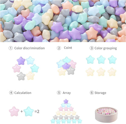 GOGOSO 100 Ball Pit Balls Star Bals - Pink Soft Plasticballs Phthalate Free BPA Free Playballs for