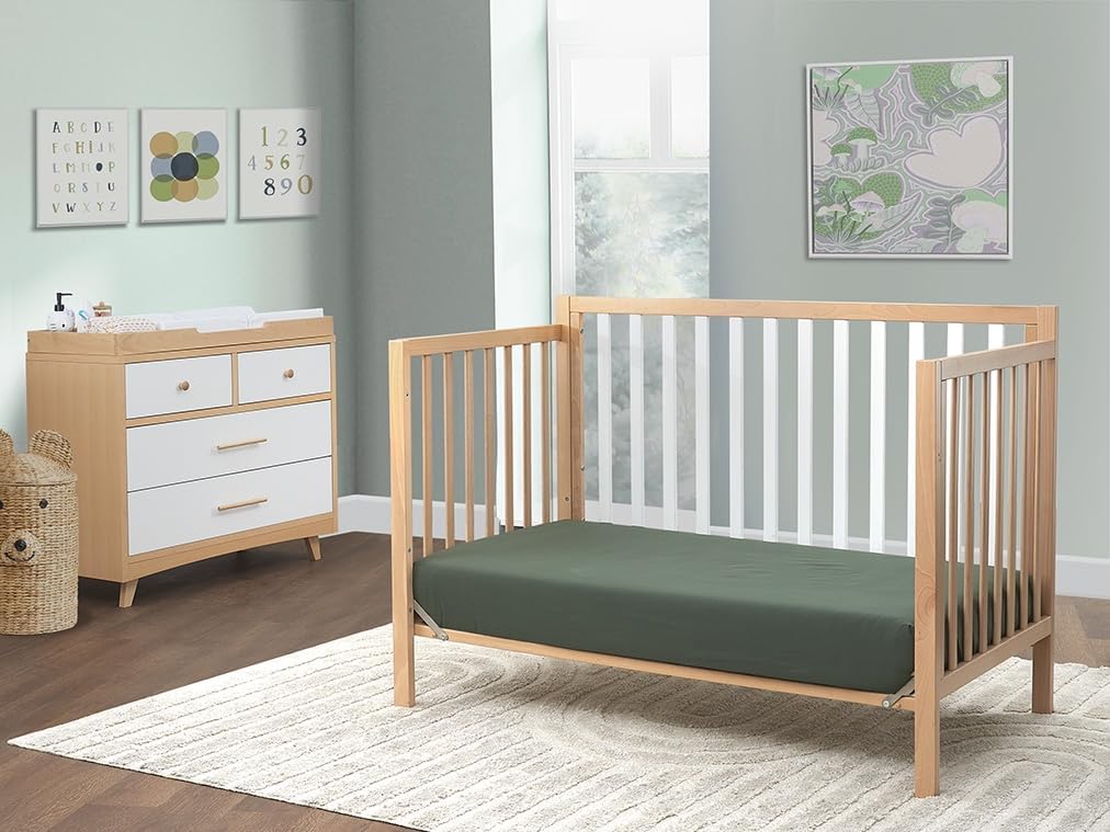Sorelle Essex Euro 4-in-1 Convertible Crib & Changer – Nursery Furniture Set, Wooden Baby Crib with