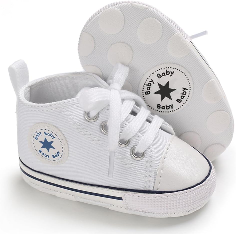 Unisex Baby Girls Boys Canvas High-top Shoes, Newborn Infant Anti-Slip Soft Sole Frist Walking