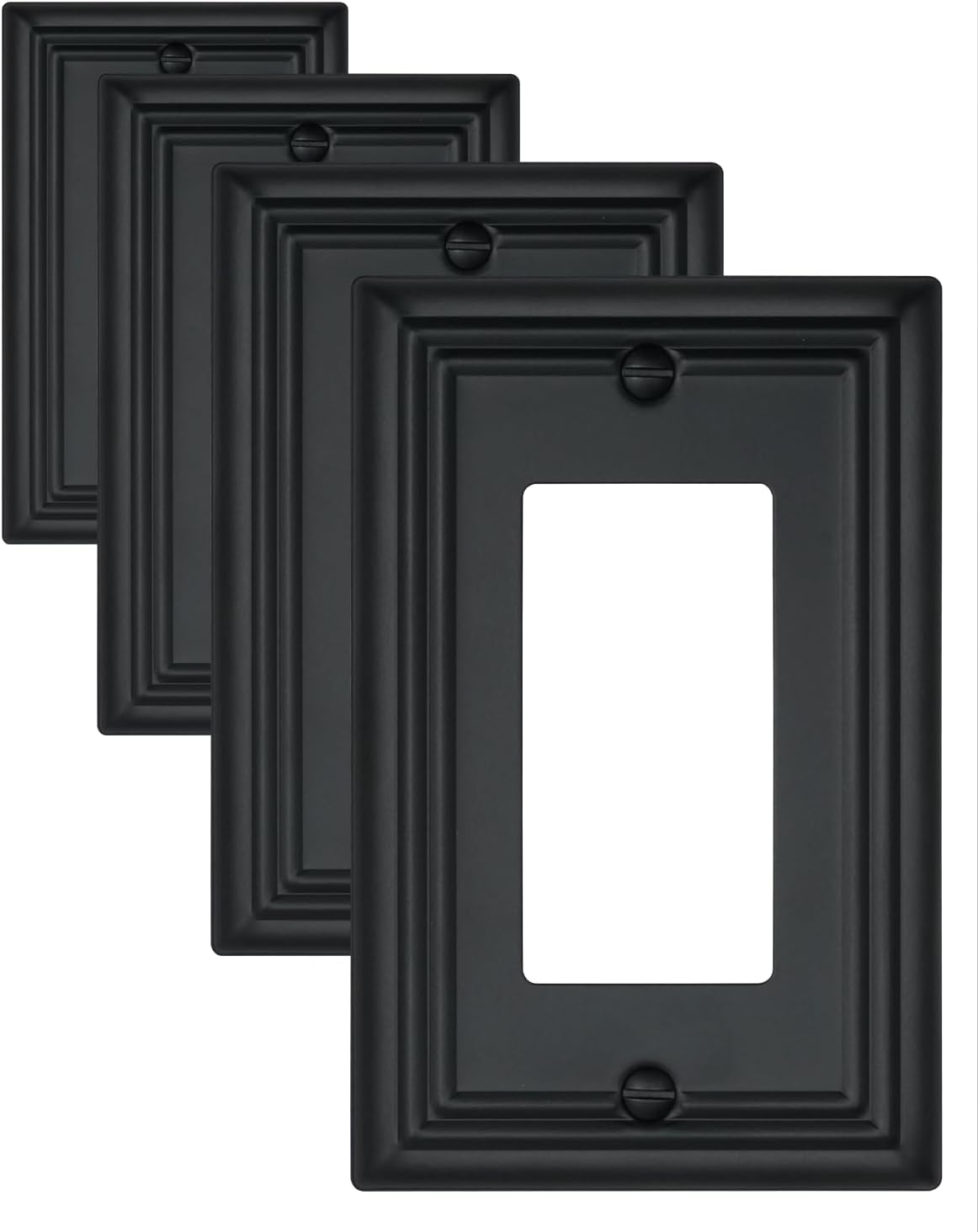 4-Pack Decorator Outlet Covers, Decorative Black Wall Plates, Metal Outlet Cover Plates for