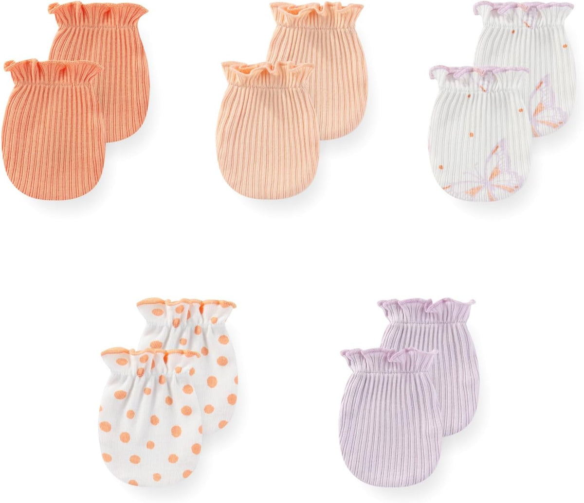 5 Pack Unisex New Born Boy Girls No Scratch Mittens Cotton Soft Baby Gloves Accessory 0-3 Months
