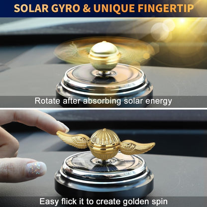 Car Air Freshener, Car Solar Energy Golden Fidget Spinner Toy with Swinging Wings for Car Interior