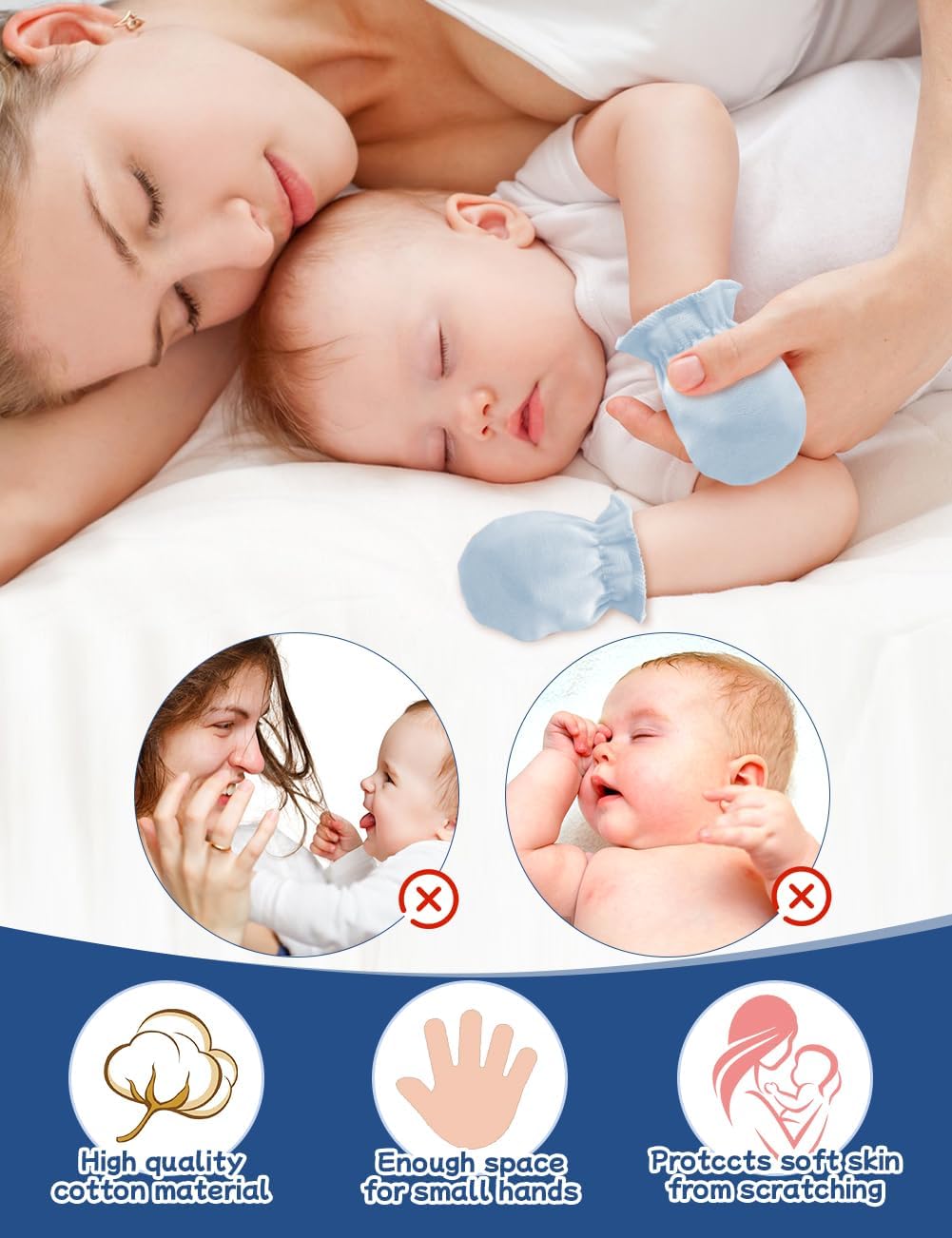 Cute Baby Mittens Newborn, No Scratch Baby Boy Mittens, Baby Girl Hat Gloves for Toddlers, Infant