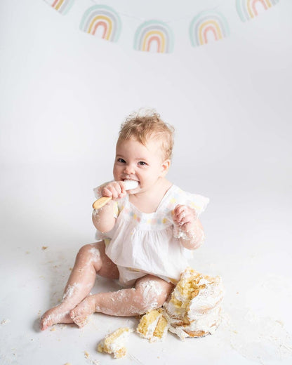 Avanchy Baby Spoons 5 Bamboo and Silicone Set, Self Feeding Food Utensils, 4 Months Baby Led