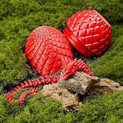 3D Printed Dragon Eggs with Dragon Inside, Articulated Crystal Dragon in Egg, Executive Dragon