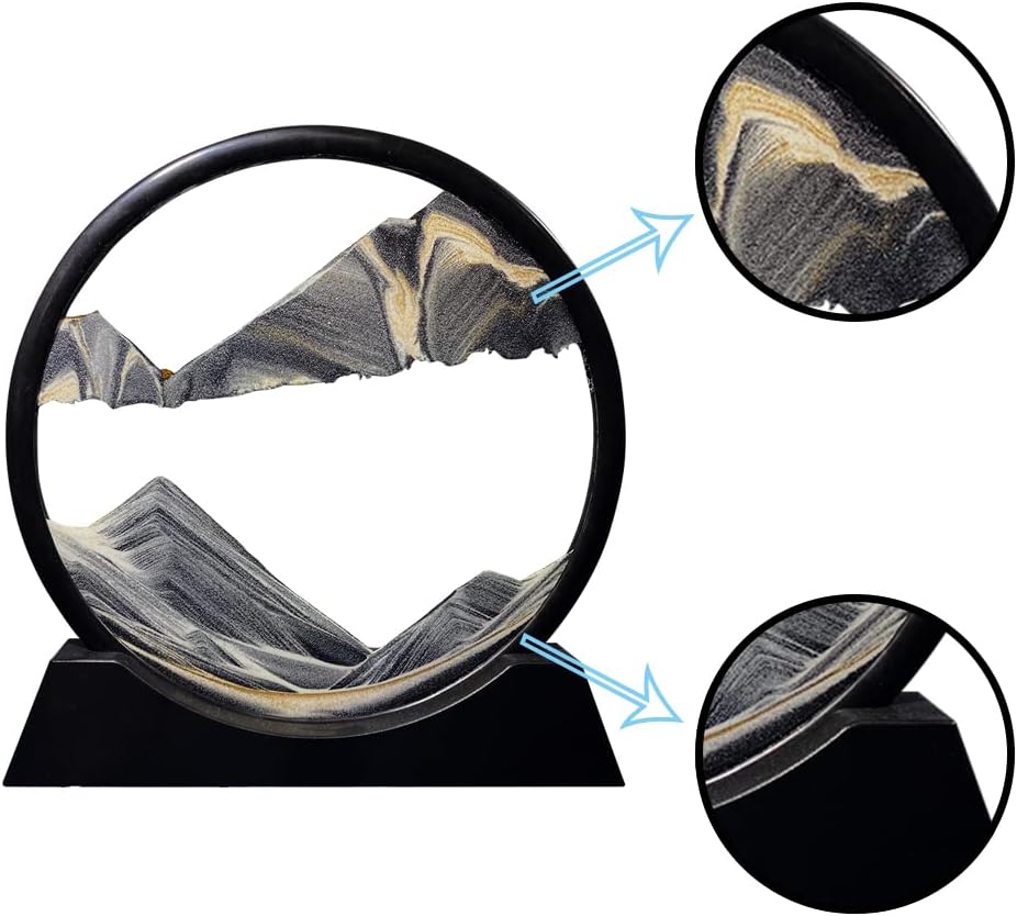 Aoderun Moving Sand Art Picture Round Glass 3D Deep Sea Sandscape in Motion Display Flowing Sand