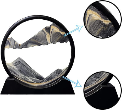 Aoderun Moving Sand Art Picture Round Glass 3D Deep Sea Sandscape in Motion Display Flowing Sand