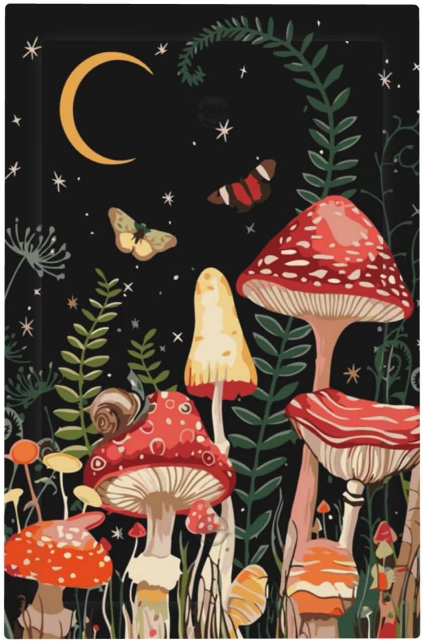 Moon Star Red Mushroom Forest Butterfly Green Plant Light Switch Cover Plate 1 Gang No Device Blank