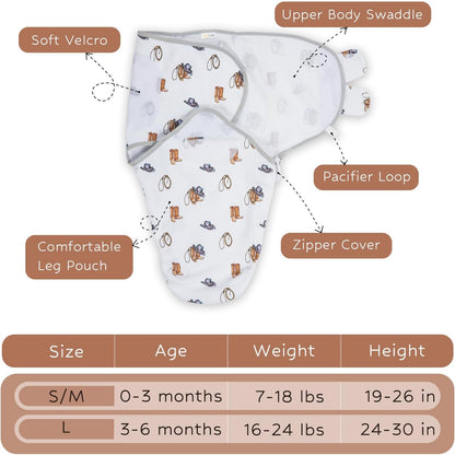LollyBanks 100% Organic Cotton Baby Boy Essentials Swaddles 3-6 Months, Newborn Swaddle with Easy