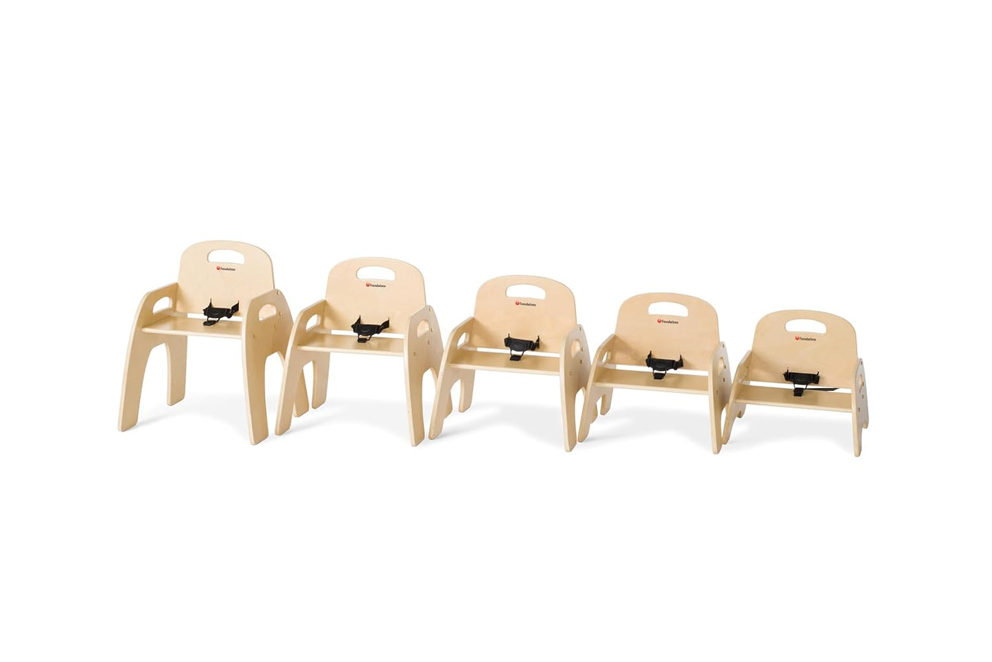 Foundations Simple Sitter Low Wood Feeding Chairs Multipack, Wide No-Tip Base, Adjustable Safety