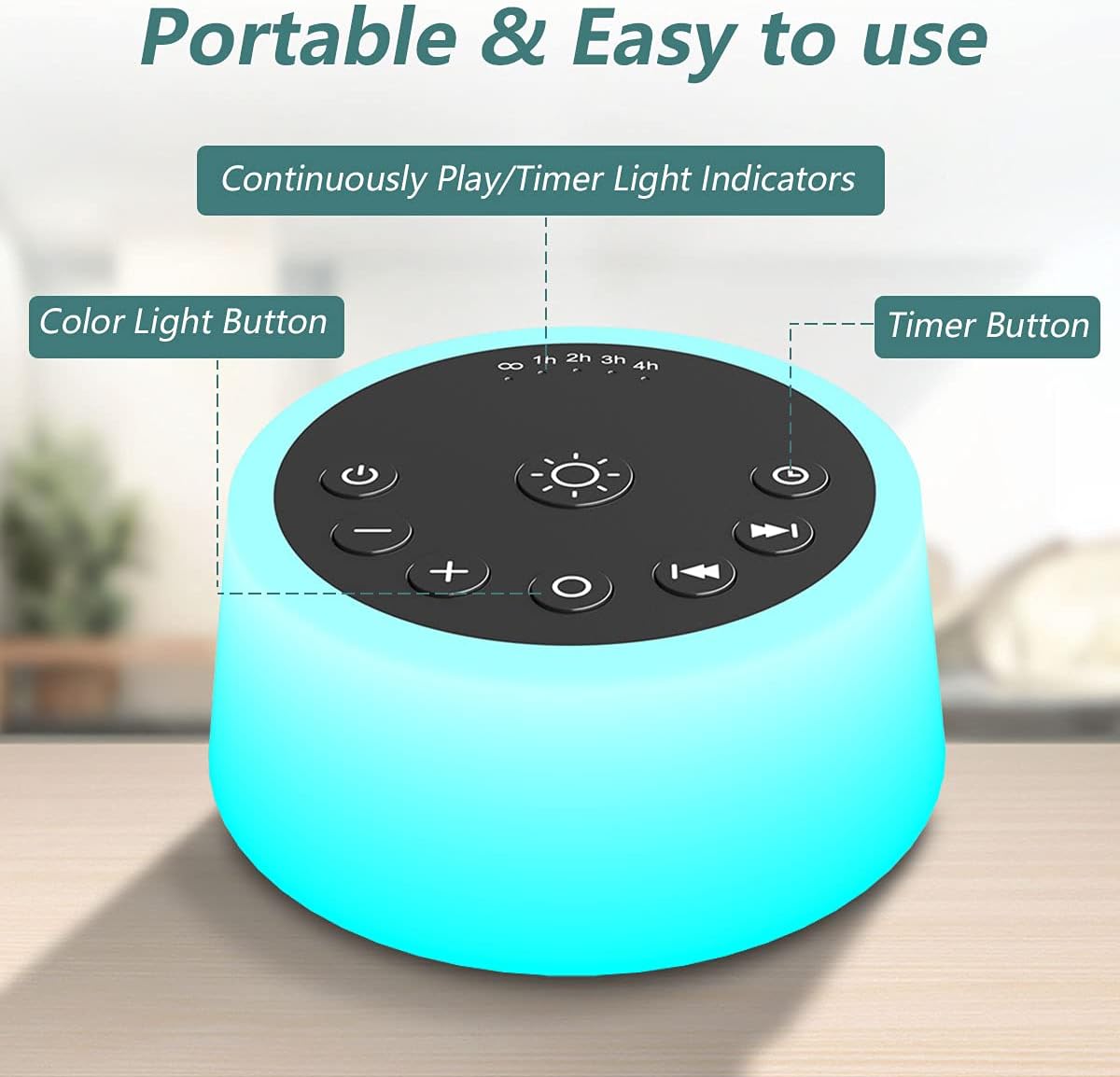 Color Noise Sound Machines with 10 Colors Night Light 25 Soothing Sounds and Sleep White Noise