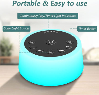 Color Noise Sound Machines with 10 Colors Night Light 25 Soothing Sounds and Sleep White Noise