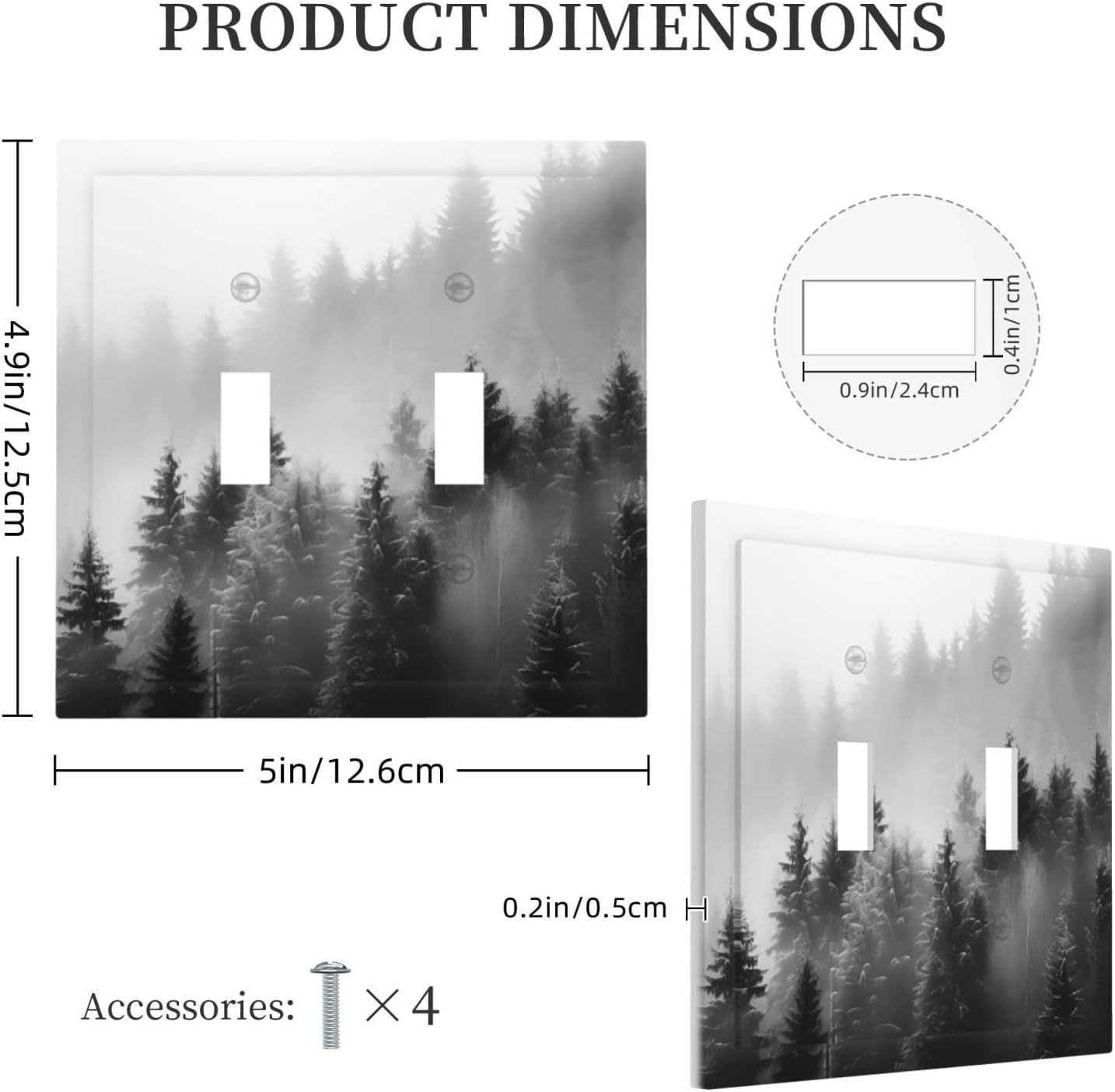 Foggy Forest Natural Scenery Retro Tree Pine Decorative Switch Plates 2 Gang Double Toggle Outlet