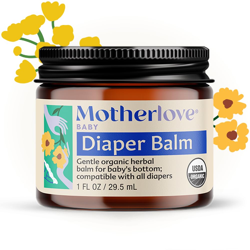 Motherlove Diaper Balm (1 oz) Organic Herbal Diaper Rash Cream—Cloth Safe, Zinc Oxide
