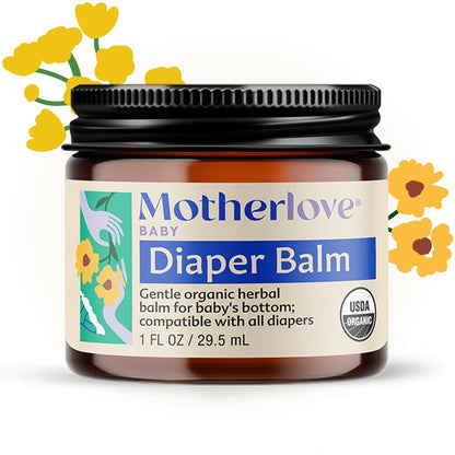 Motherlove Diaper Balm (1 oz) Organic Herbal Diaper Rash Cream—Cloth Safe, Zinc Oxide