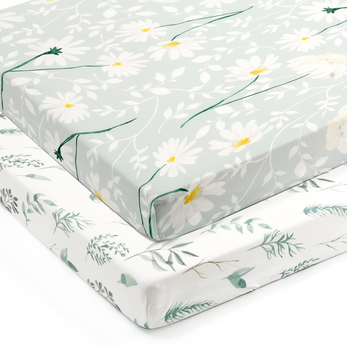 GRSSDER Stretchy Ultra Soft Jersey Knit Fitted Pack n Play Sheets Set 2 Pack, Universal Fitted