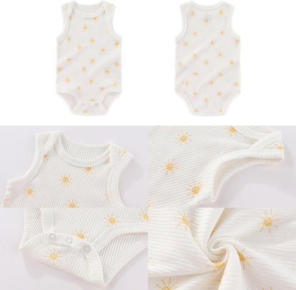 Four Seasons Baby Boy Girl Bodysuits 5-Pack Cotton Comfort Short Sleeve Baby Clothes Soft Infant