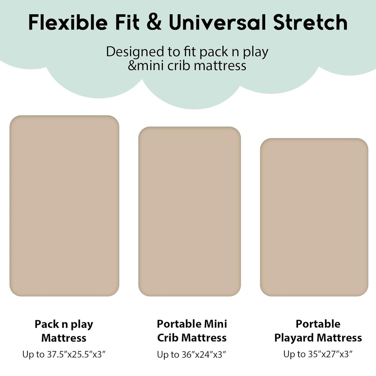 Yoofoss Pack and Play Sheets Fitted, Mini Crib Sheets 2-Pack for Pack N Play Mattress, Stretchy