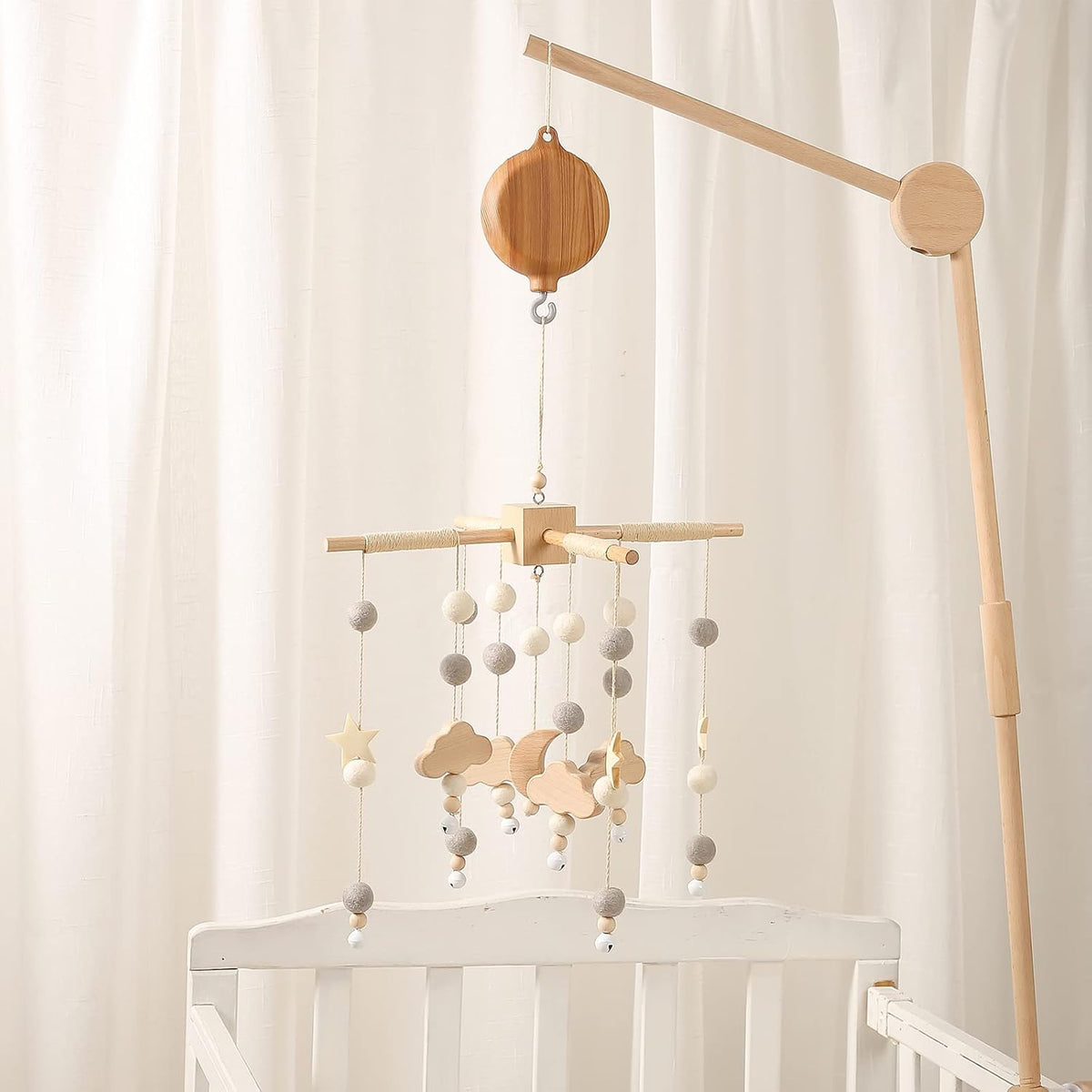 Baby Crib Mobile Musical Box - Mobile Rotary Music Box Imitation Wood - Music Box with Rotating
