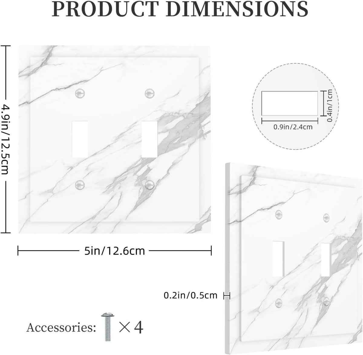 Decorative Switch Plates Modern White Gray Marble 2 Gang Double Toggle Outlet Light Switch Cover