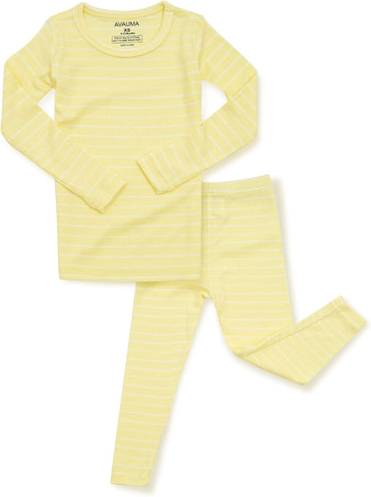 AVAUMA Stripe Pattern Baby Boys Girls Pajama Set Kids Toddler Snug fit Ribbed Sleepwear pjs for