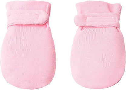 Newborn Baby No Scratch Mittens Stay On, 100% Cotton Breathable, Adjustable Infant Gloves for Baby
