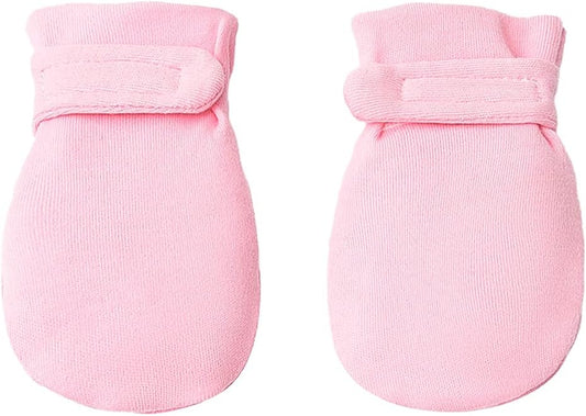 Newborn Baby No Scratch Mittens Stay On, 100% Cotton Breathable, Adjustable Infant Gloves for Baby