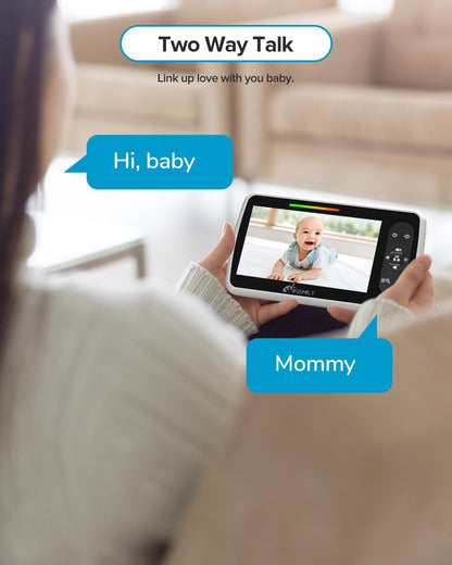iFamily Baby Monitor - Large 5" Screen with 30Hrs Battery Life - Remote Pan-Tilt-Zoom;No WiFi