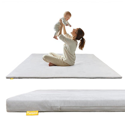 71" ×59" Padded Baby Play Mat for Floor, 1.2" Thick Memory Foam Mat with Machine Washable Cover