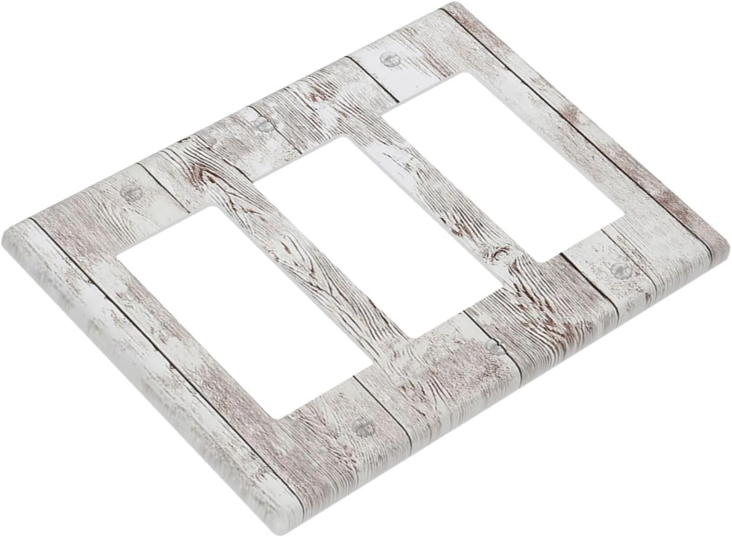 Light Switch Covers Rustic Vintage White Wood Grain 3 Gang Rocker Electrical GFCI Decorative Triple