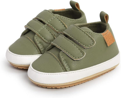 SOFMUO Baby Boys Girls High Top Ankle PU Leather Sneakers Soft Rubber Sole Infant Moccasins Newborn