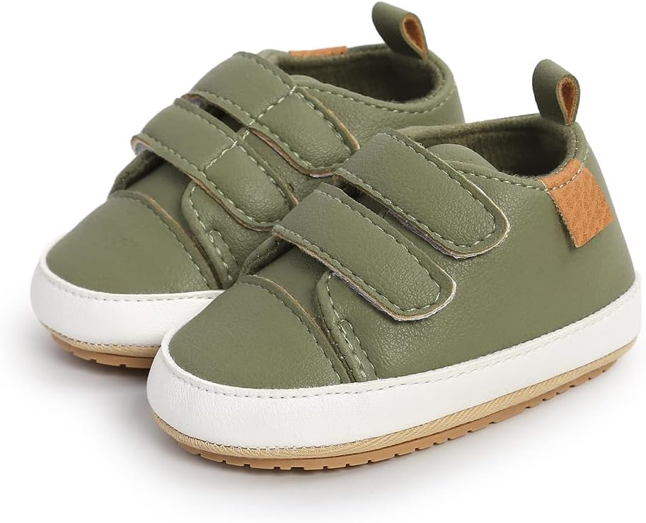 SOFMUO Baby Boys Girls High Top Ankle PU Leather Sneakers Soft Rubber Sole Infant Moccasins Newborn