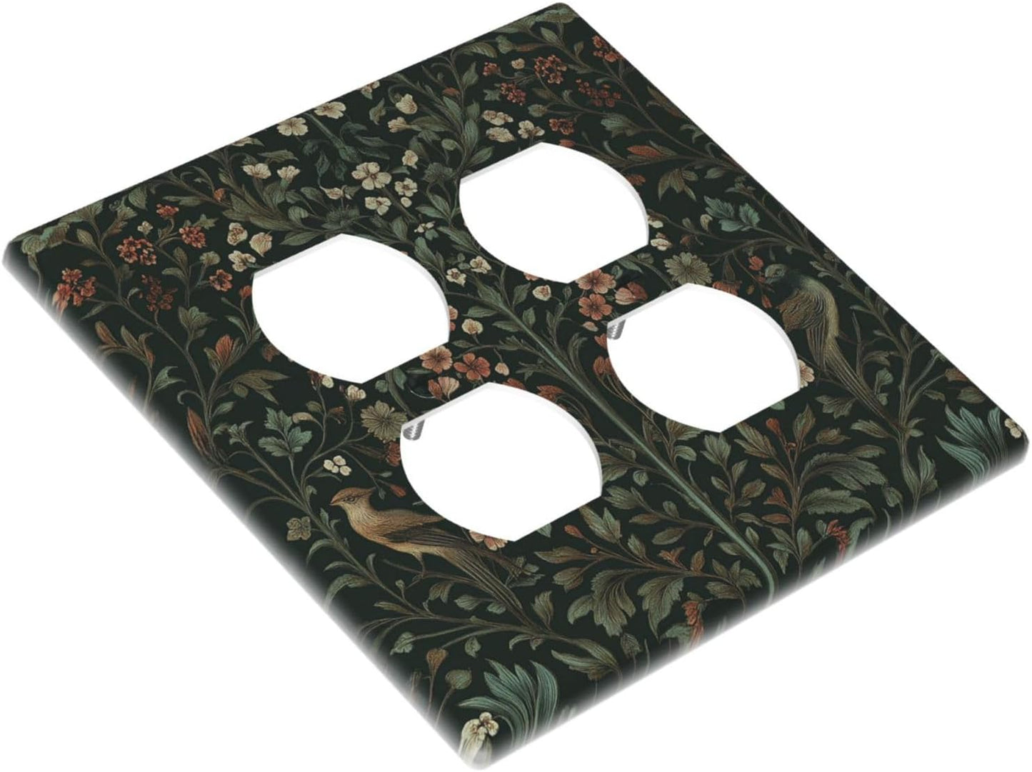 Outlet Covers Vintage Morris Colorful Flower Green Leaf 2 Gang Double Duplex Decorative Light