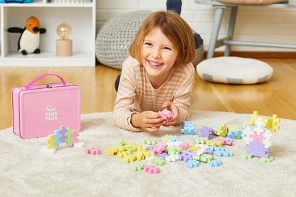PLUS PLUS Building Set with Metal Suitcase, Open Ended Stem Toy for Toddlers and Preschool, 70 Big