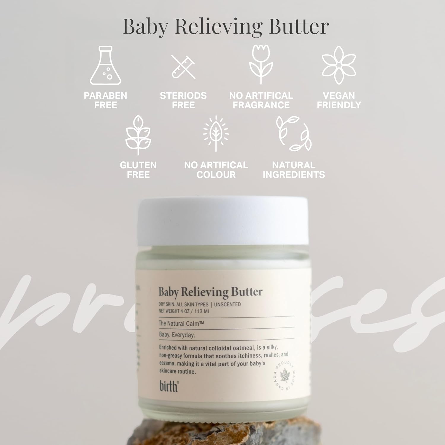 Baby Relieving Butter - Natural Cocoa Seed Butter with Colloidal Oatmeal Diaper Cream for Itchy, &