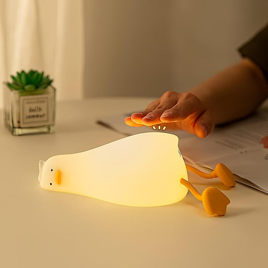 Lying Flat Duck Night Light, 3 Level Dimmable LED Nursery Nightlight,Cute Lamps Silicone Light Up