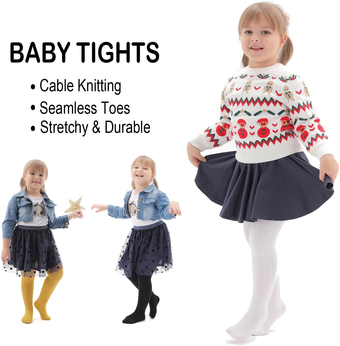 EPEIUS Baby Girl Tights Thick Cable Knit Leggings Stockings Cotton Pantyhose for Newborn Infant