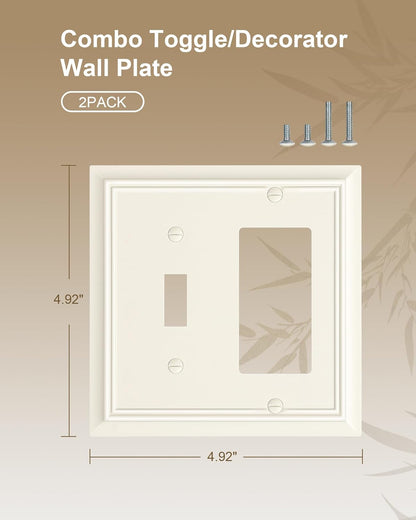 2-Pack Combo Toggle/Decorator Light Switch Cover Plate, Light Almond Decorative Electrical Outlet