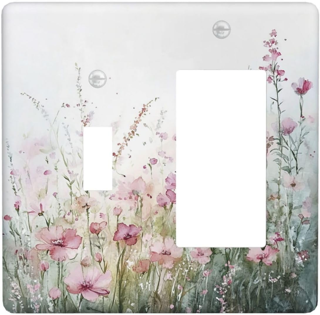Outlet Covers Wildflower Botanical Watercolor Floral 1 Toggle 1 Rocker Combination Decorative Wall